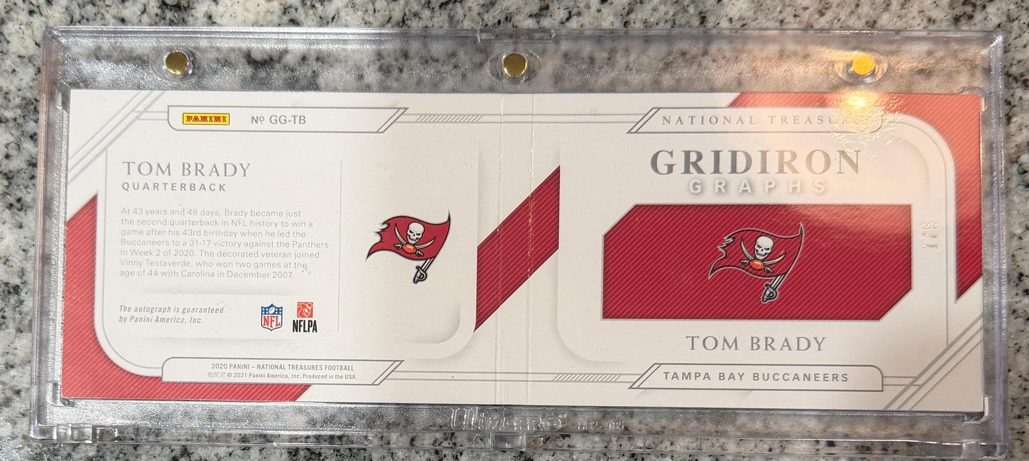 2020 Panini National Treasures TOM BRADY On Card Autograph 1/5 Gridiron Graphs