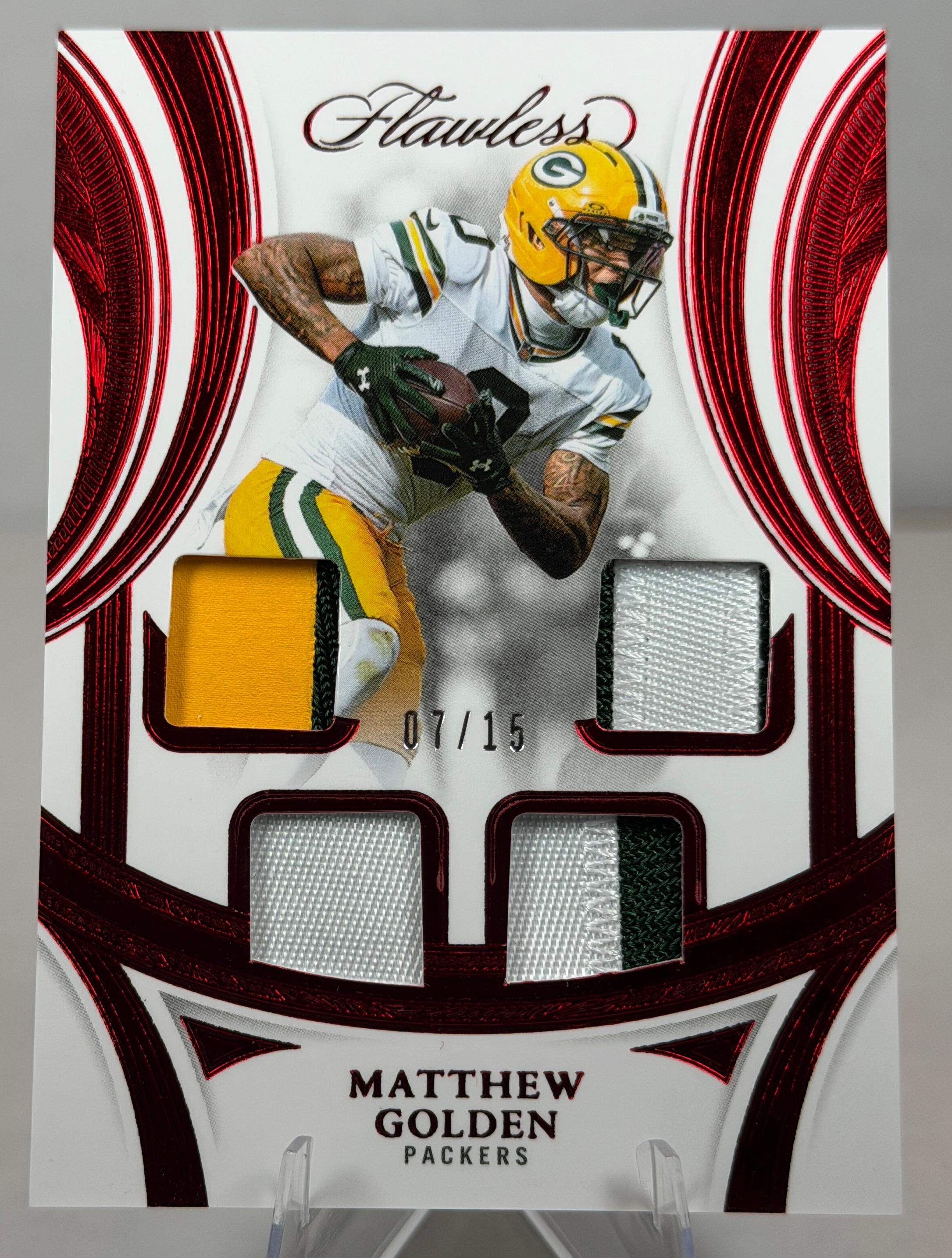 2025 Panini Flawless Football MATTHEW GOLDEN #RS-MGN Rookie Showcase Ruby 07/15